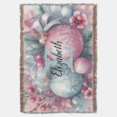 Monogram naam kerstboom ornamenten waterverf deken (Voorkant Verticaal)