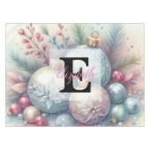 Monogram naam kerstboom ornamenten waterverf tafelkleed (Voorkant (Horizontaal))