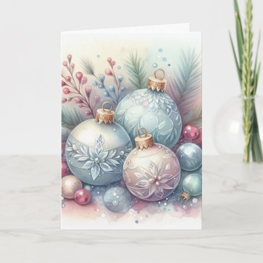 Monogram naam kerstboomornamenten waterverf kaart (Voorkant)