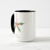 Monogram Naam Kerstmis Holly Winter Floral Mok (Voorkant links)