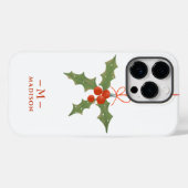 Monogram naam Kerstmis Hulst Winter Bloem Case-Mate iPhone Case (Achterkant (horizontaal))