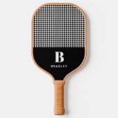 Monogram Naam Klassiek Vintage Houndstooth Patroon Pickleball Paddle (Voorkant)