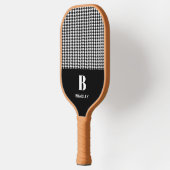Monogram Naam Klassiek Vintage Houndstooth Patroon Pickleball Paddle (Links)