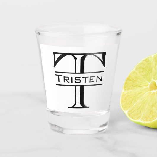 Monogram Naam Klassieke Initialen Aangepast Shot Glas (Voorkant)