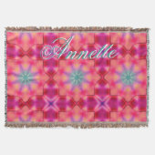 Monogram Naam Kleurrijk Blauw Sterrenpatroon | Deken (Voorkant)