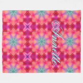 Monogram Naam Kleurrijk Blauw Sterrenpatroon | Fleece Deken (Voorkant (Horizontaal))