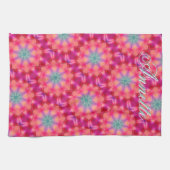 Monogram Naam Kleurrijk Blauw Sterrenpatroon | Theedoek (Horizontaal)