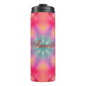 Monogram Naam Kleurrijk Blauw Sterrenpatroon | Thermosbeker (Voorkant)