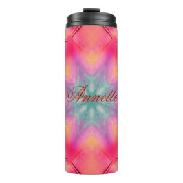 Monogram Naam Kleurrijk Blauw Sterrenpatroon | Thermosbeker