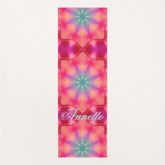 Monogram Naam Kleurrijk Blauw Sterrenpatroon | Yogamat (Voorkant)