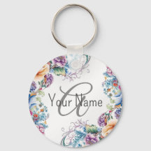 Monogram Naam Kleurrijk Floral Lijst Elegant Moder