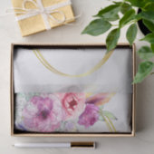 Monogram Naam Kleurrijk Roze Bloemen Gouden Lijst Tissuepapier (Geschenk)