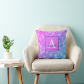 Monogram/Naam Kleurrijke Sneeuwvlok Roze Paars Bla Kussen (Stoel)