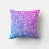 Monogram/naam kleurrijke Snowflake Roze Paars Blau Kussen (Achterkant)