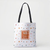 Monogram naam Kleurrijke Waterverf Chic Polka Dot Tote Bag (Voorkant)