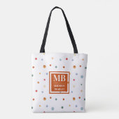 Monogram naam Kleurrijke Waterverf Chic Polka Dot Tote Bag (Achterkant)