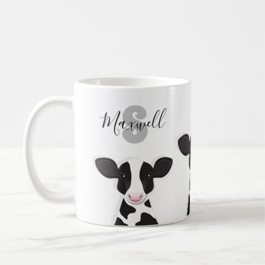 Monogram Naam Koe Dier Koffiemok (Links)
