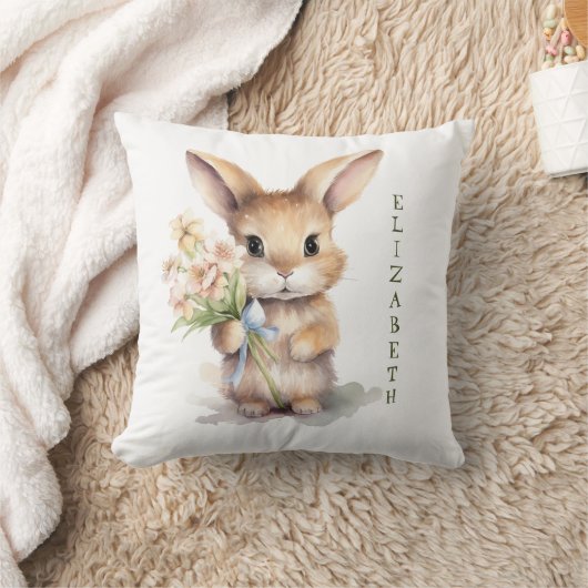 Monogram Naam Konijn Babykamer Cadeau Kussen (Deken)