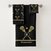 Monogram naam Lacrosse Gold Black Bad Handdoek (Insitu)