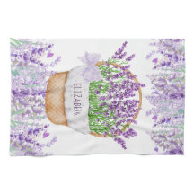Monogram Naam Lavendel Bloemen Mand Groen Paars