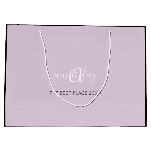 Monogram naam Lavender Paarse Shop Weddenschap Groot Cadeauzakje (Achterkant)