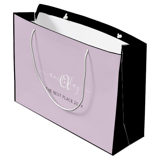 Monogram naam Lavender Paarse Shop Weddenschap Groot Cadeauzakje (Achterkant Gekanteld)