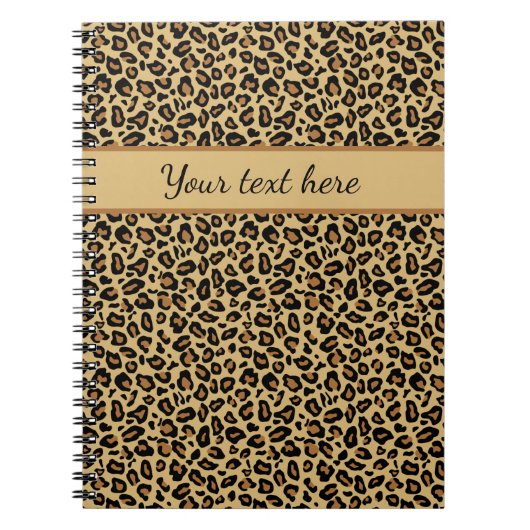 Monogram Naam Leopard Print Cheetah Animal Patroon Notitieboek (Voorkant)