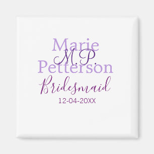 Monogram naam letter bruidsmeisje bruiloft  magneet