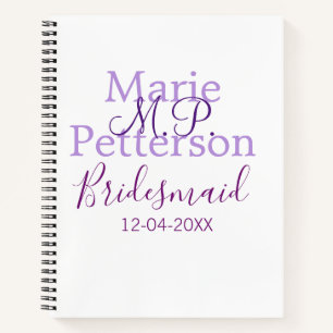 Monogram naam letter bruidsmeisje bruiloft meisjes notitieboek