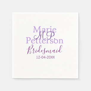 Monogram naam letter bruidsmeisje bruiloft meisjes servet