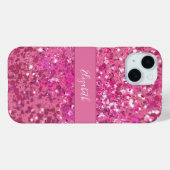 Monogram Naam Licht Roze Glitter Fonkel Meisjesach Case-Mate iPhone Case (Achterkant (horizontaal))