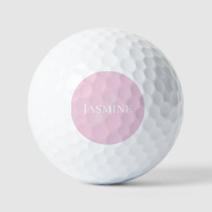 Monogram Naam Licht Roze Wit Elegant Meisjesachtig Golfballen