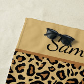 Monogram naam luipaardprint cheeta dier patroon strandlaken (In situ)