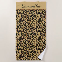 Monogram naam luipaardprint cheeta dier patroon strandlaken