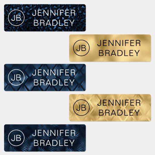 Monogram Naam Luxe Gold Leopard Afdruk waterdicht Labels (Groep)