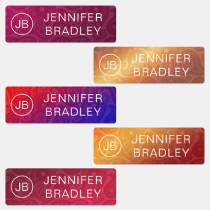 Monogram Naam Luxury Red Gold Paisley Pattern Labels