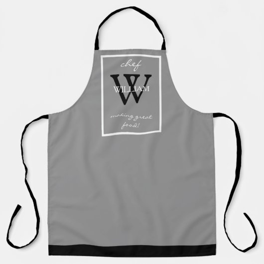 Monogram + NAAM maakt heerlijk eten All-Over Print Schort (Voorkant)