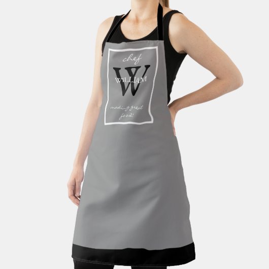 Monogram + NAAM maakt heerlijk eten All-Over Print Schort (Insitu)