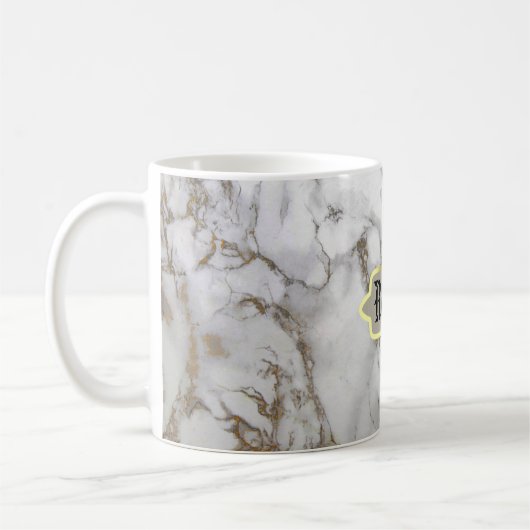 Monogram Naam Marble Roos Gold Mok (Links)
