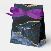 Monogram Naam Marine Blauw Goud Cadeau of Favoriet Bedankdoosjes (Voorkant Zijde)