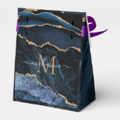 Monogram Naam Marine Blauw Goud Cadeau of Favoriet Bedankdoosjes (Achterkant)