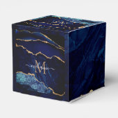 Monogram Naam Marine Blauw Goud Glitter Favoriet D Bedankdoosjes (Achterkant)