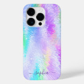 Monogram Naam Meisje Glam Holographic Iridescent Case-Mate iPhone Case (Achterkant)
