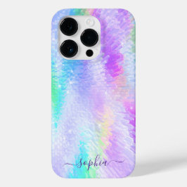 Monogram Naam Meisje Glam Holographic Iridescent Case-Mate iPhone 14 Pro Hoesje