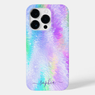 Monogram Naam Meisje Glam Holographic Iridescent Case-Mate iPhone 14 Pro Hoesje