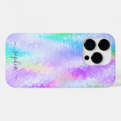 Monogram Naam Meisje Glam Holographic Iridescent Case-Mate iPhone Case (Achterkant (horizontaal))