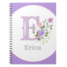 Monogram & Naam met Bloemen Notitieboek
