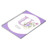 Monogram & naam met bloemen notitieboek (Linkerzijde)