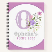 Monogram & naam met bloemen notitieboek (Voorkant)
