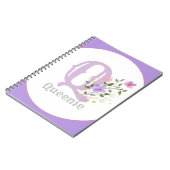 Monogram & naam met bloemen notitieboek (Linkerzijde)